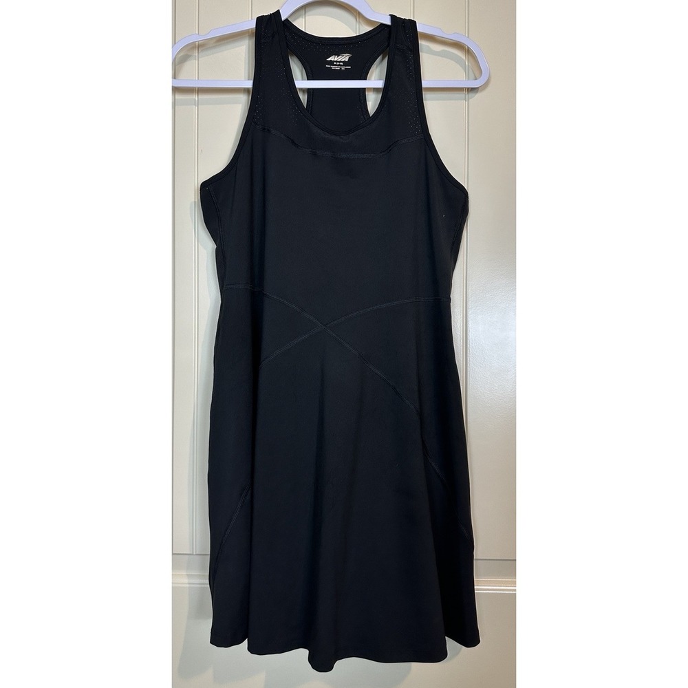 Avia Womens medium 8-10 black athletic sporty Dress racerback stretch athleisure